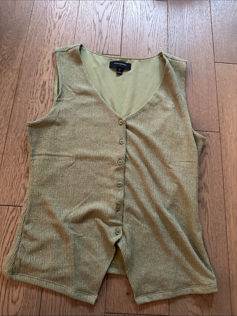 Banana Republic Olive-Green V-Neck Sleeveless Button Front Tank (M)
